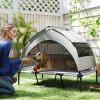PawHut Elevated Dog Bed with Removable Canopy, Portable Outside Raised Pet Cot with Cooling Pad, Storage Bag, 42" x 30" x 37"